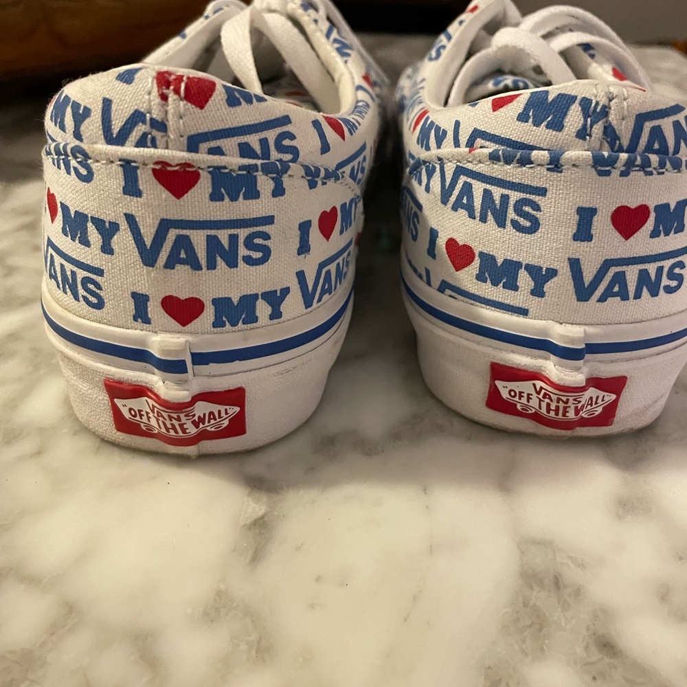Vans White Sneakers with Red and Blue Print - Picture 7 of 8